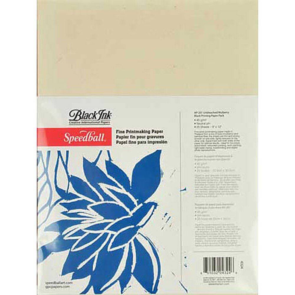 Speedball, Printmaking, Art & School, 9"x12", Mulberry, Block printing Paper, 25 Sheets, 1028
